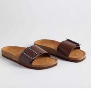 Single buckle slide sandal wide width size 11